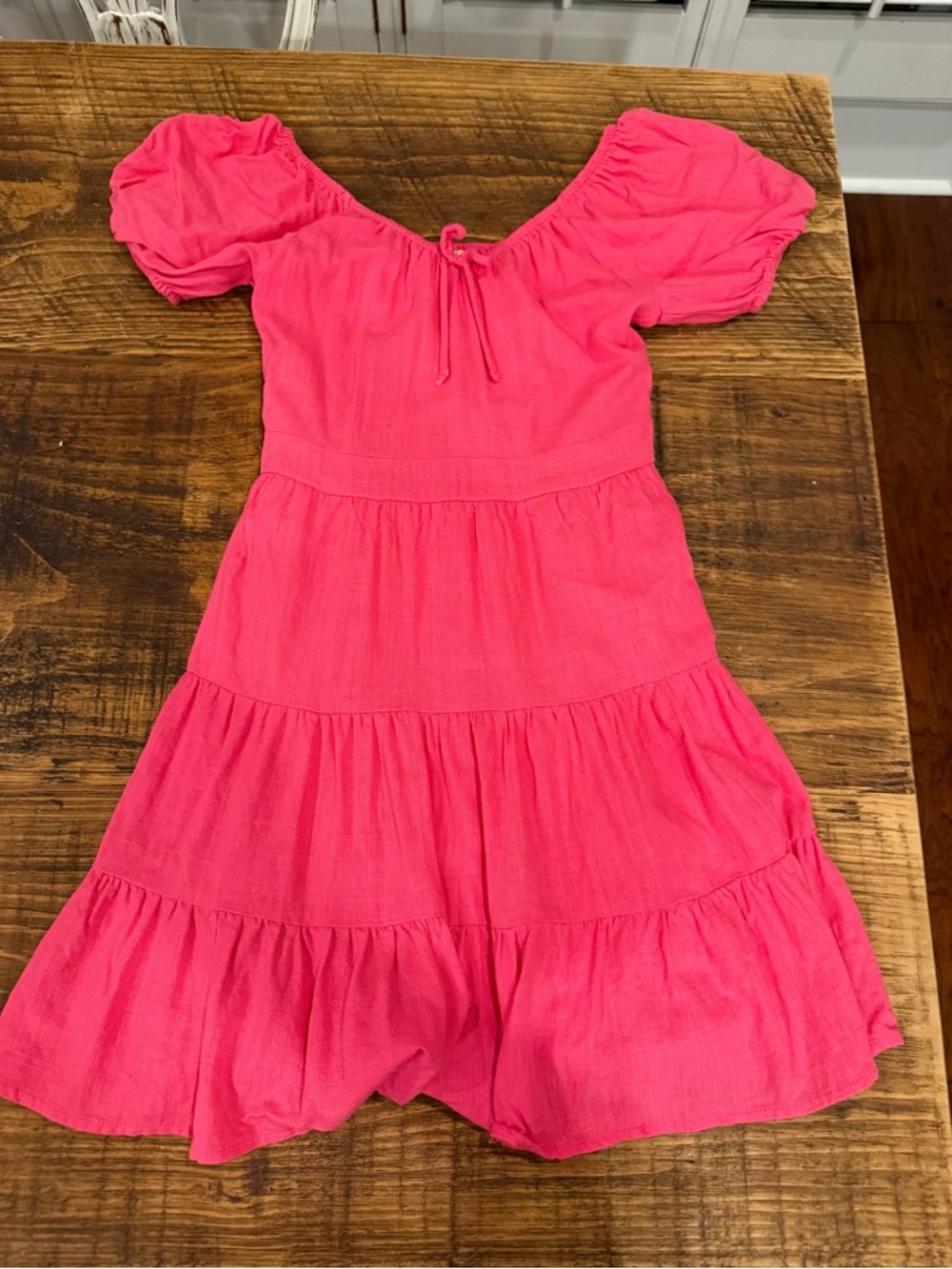 Girls' Pink Chelsea and Violet Tiered Puff-Sleeve Dress